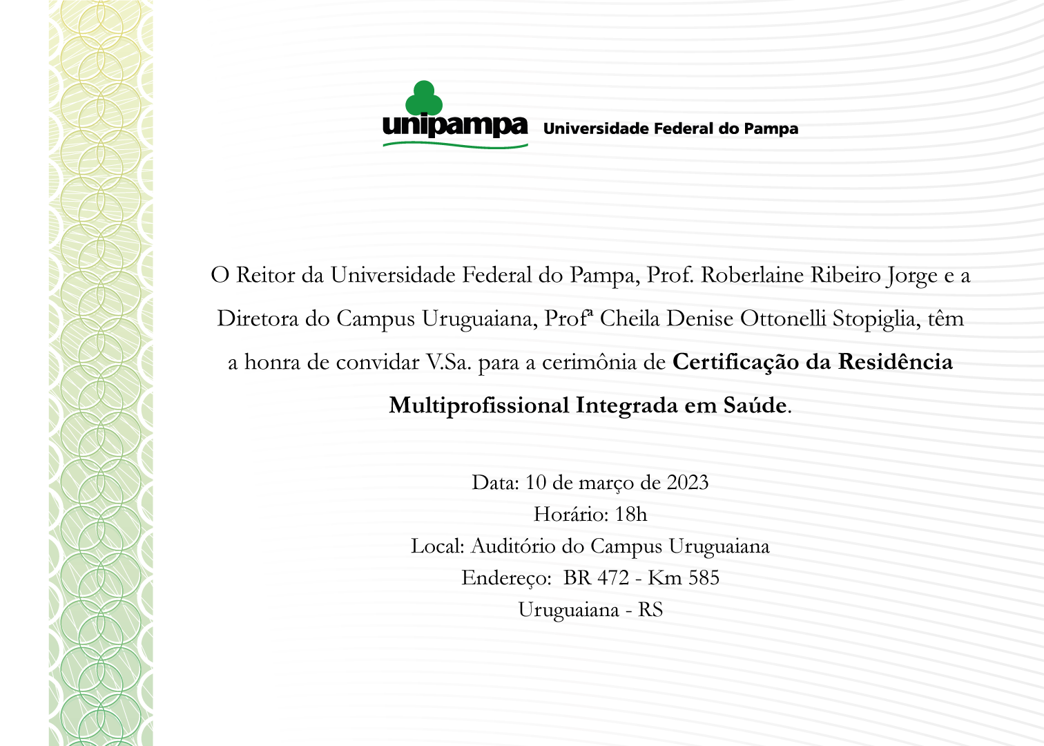 Unipampa realiza cerimônia de certificação da Residência Multiprofissional Integrada em Saúde