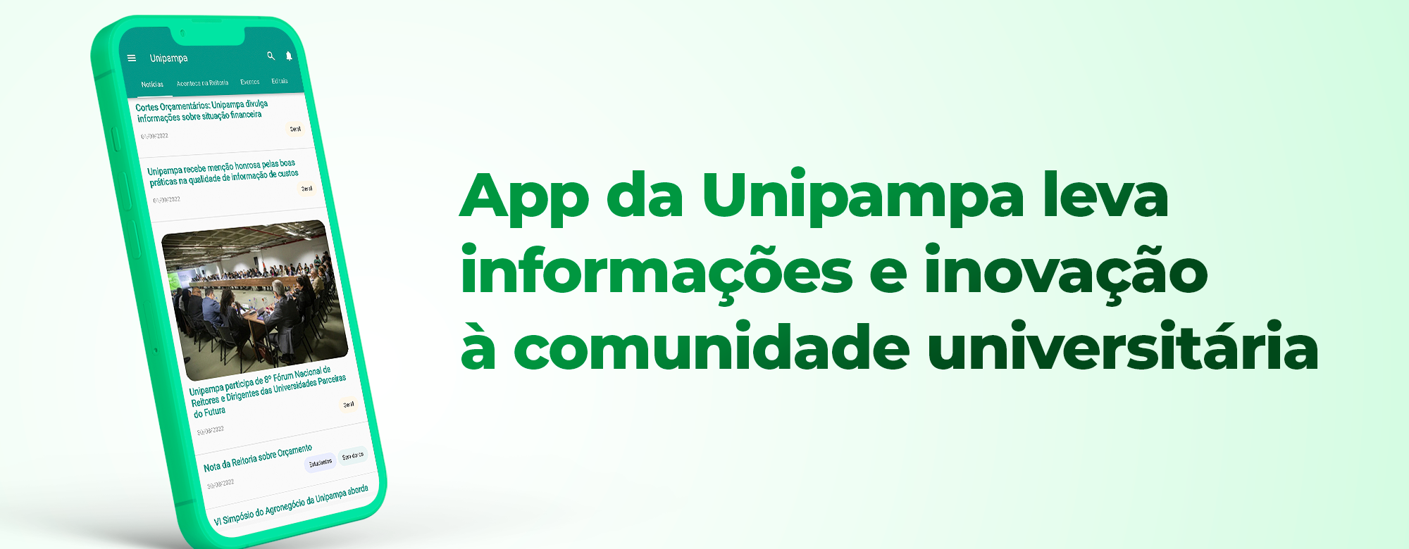 Card de notícia com o título App da Unipampa leva informações e inovação à comunidade universitária
