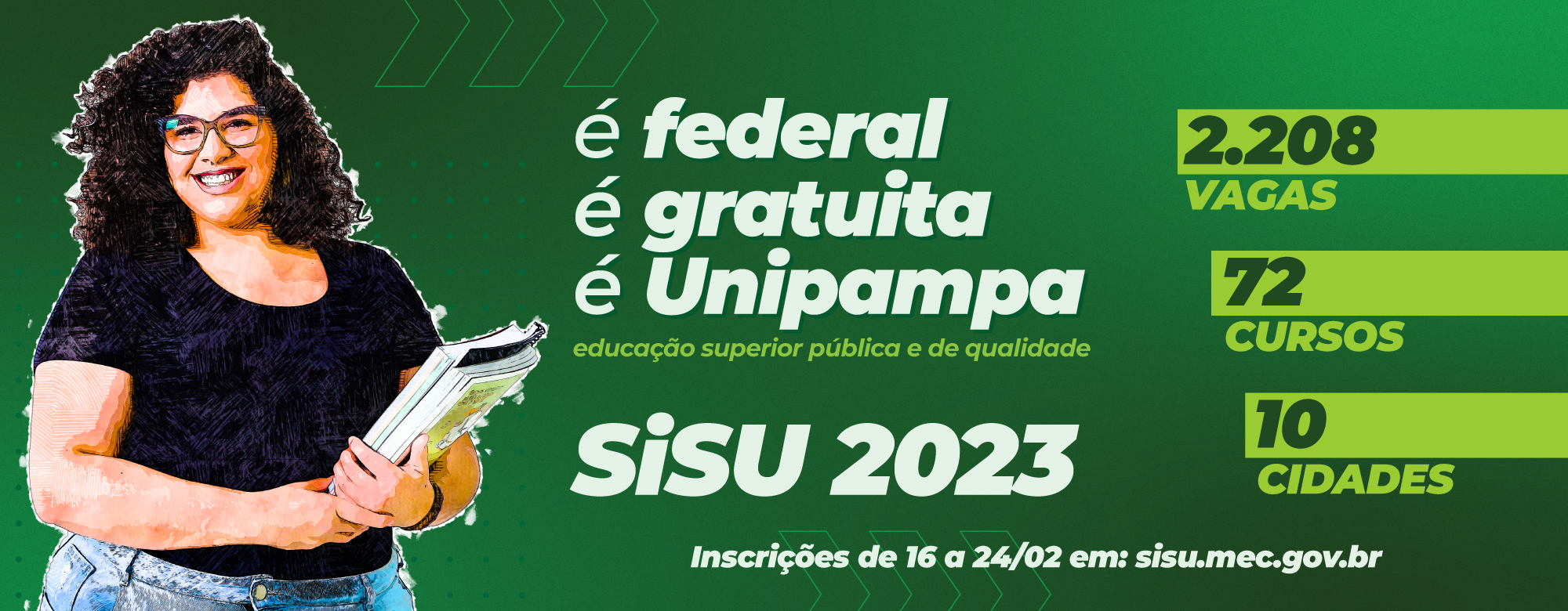 Sisu/Unipampa 2023: 2.208 vagas em 72 cursos de graduação
