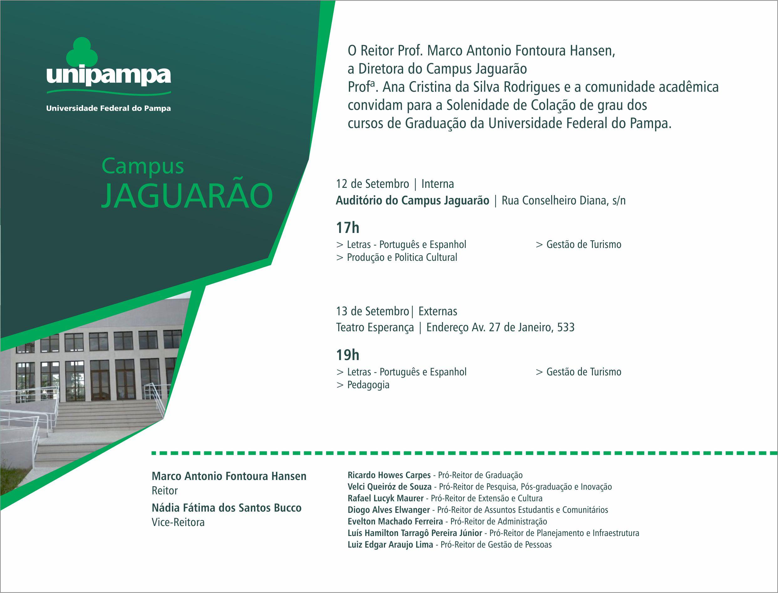 Convite da colação de grau do Campus Jaguarão