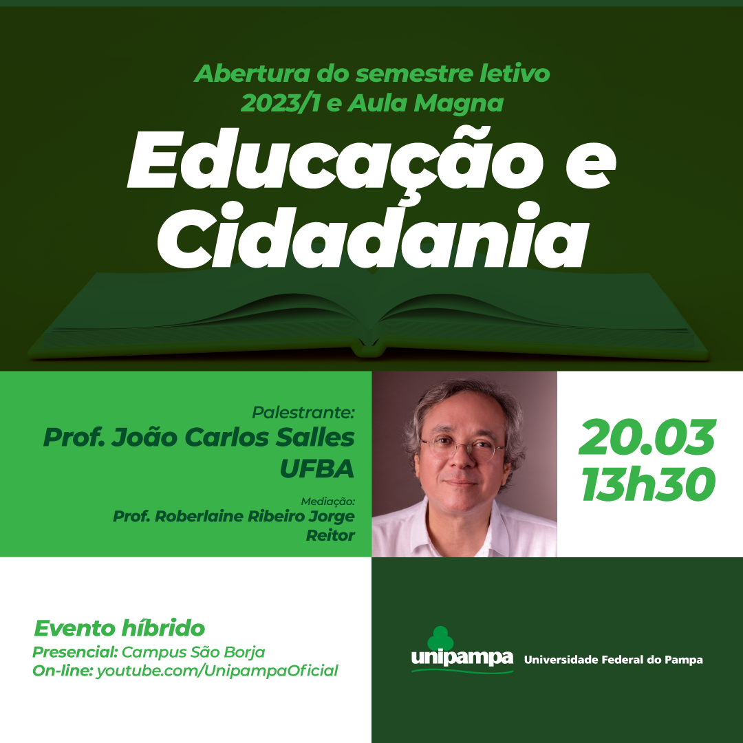 O evento será em 20 de março, às 13h30, em formato híbrido: presencialmente no Campus São Borja e transmitido pelo YouTube