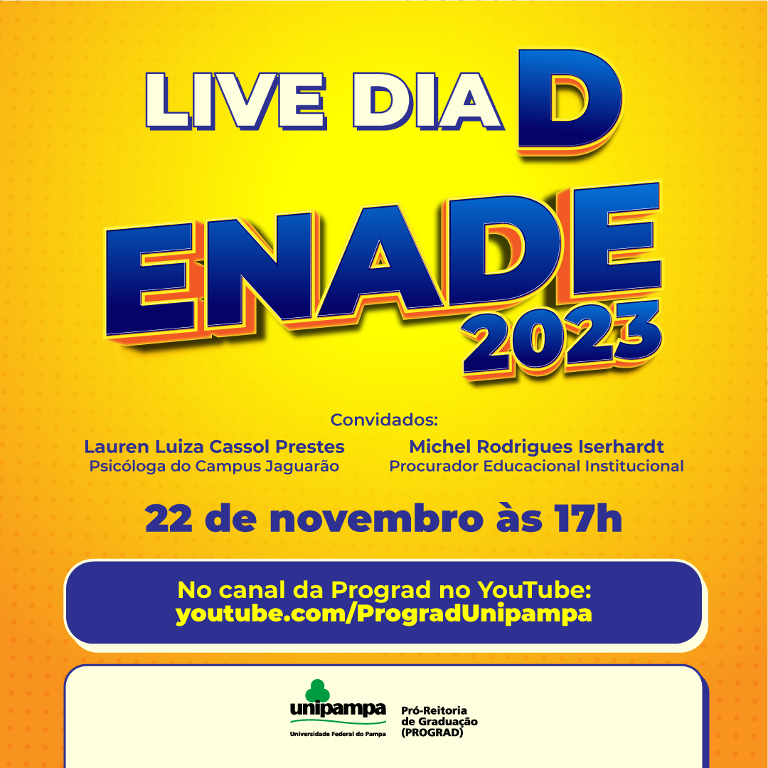 Unipampa promove transmissão ao vivo “Dia D Enade 2023” (Imagem: divulgação)