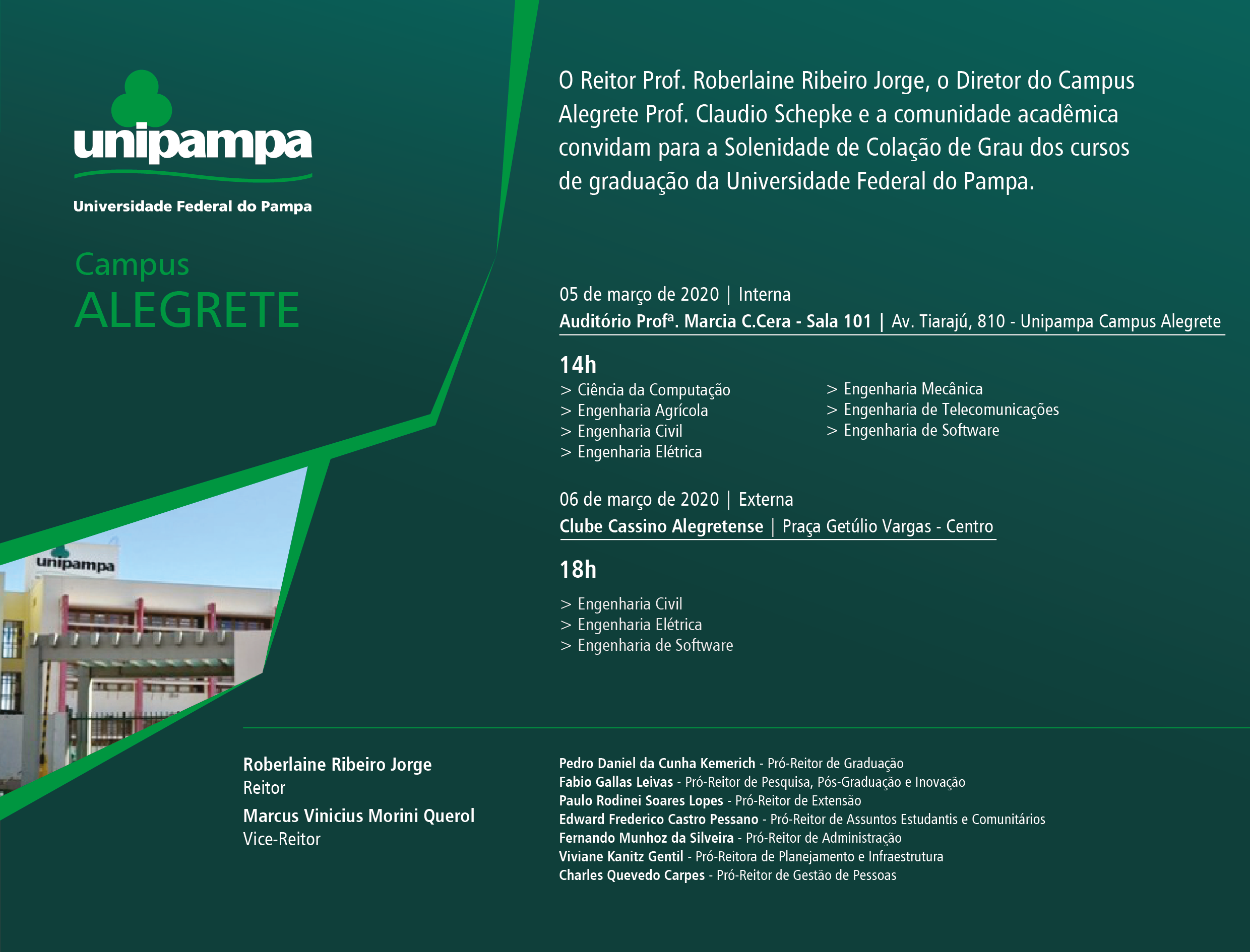 Convite da Colação de Grau do Campus Alegrete - Foto: Divulgação