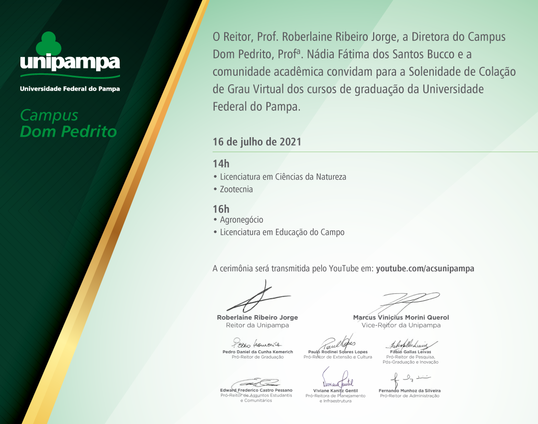 Convite da colação de grau do Campus Dom Pedrito - Divulgação