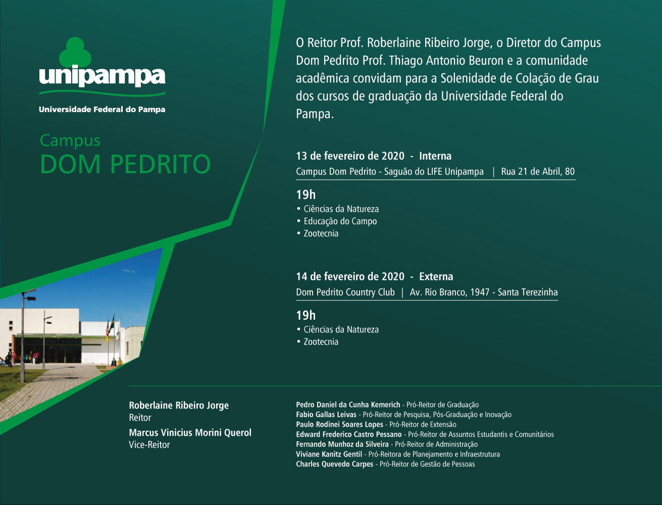 Convite da Colação de Grau do Campus Dom Pedrito - Foto: Divulgação