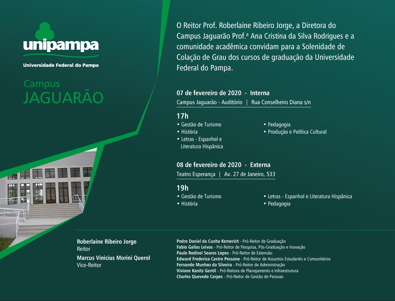 Convite da Colação de Grau do Campus Jaguarão - Foto: Divulgação