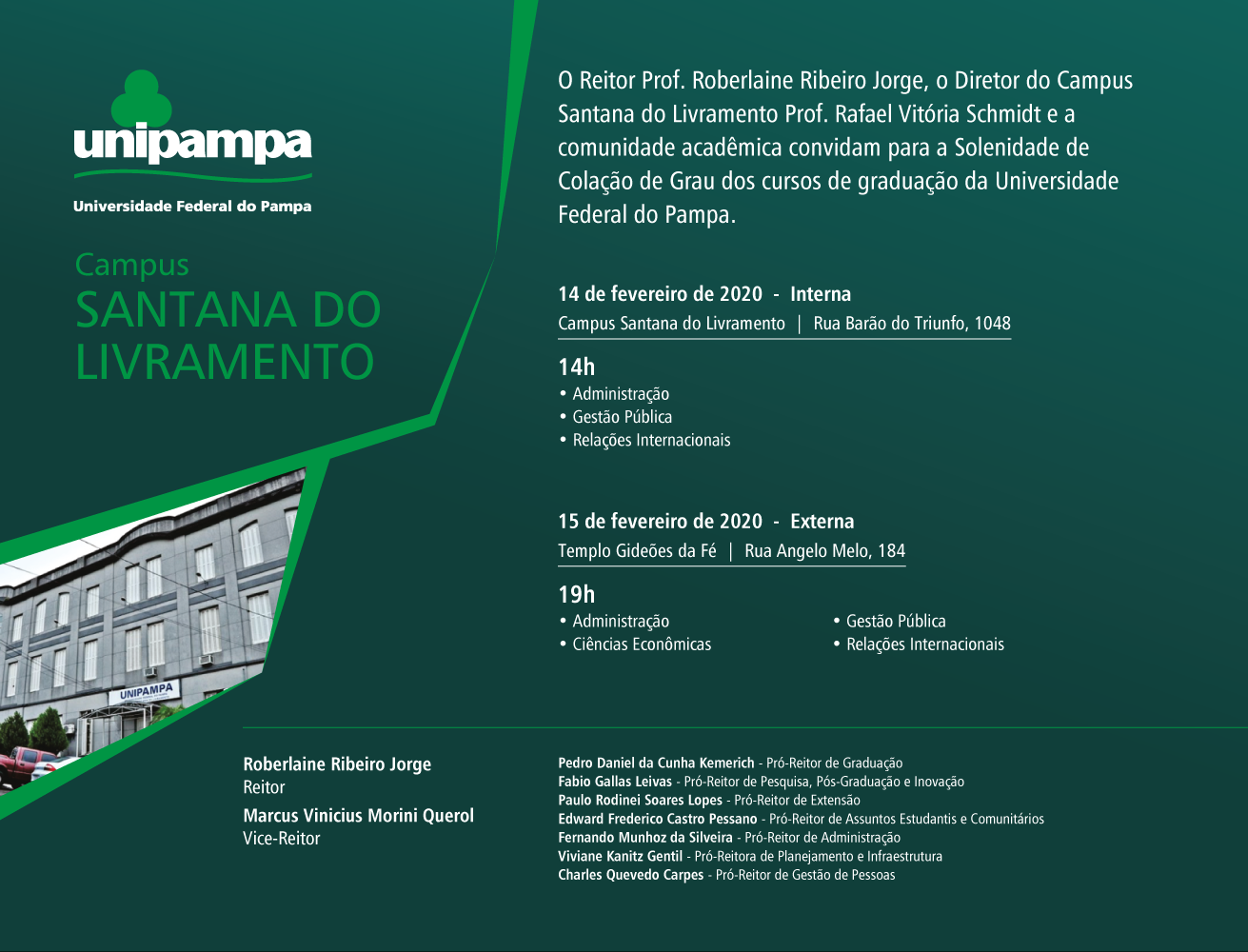 Convite da Colação de Grau do Campus Santana do Livramento - Foto: Divulgação