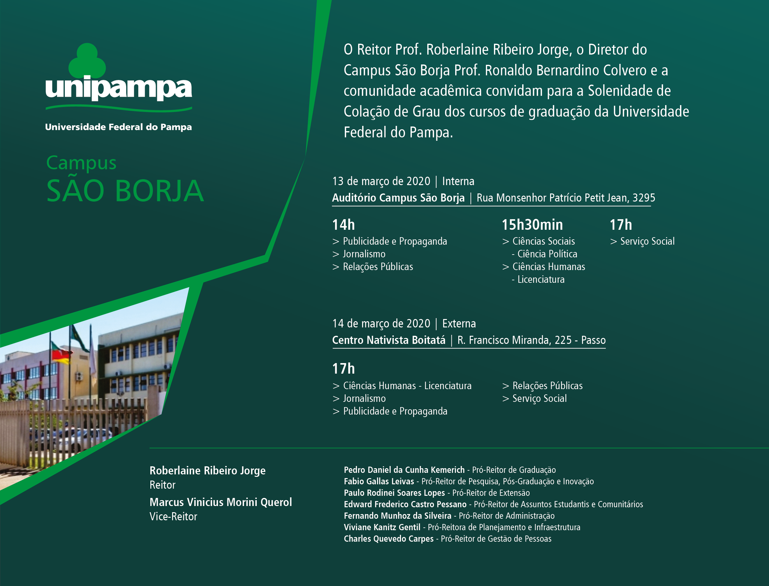 Convite da Colação de Grau do Campus São Borja - Foto: Divulgação