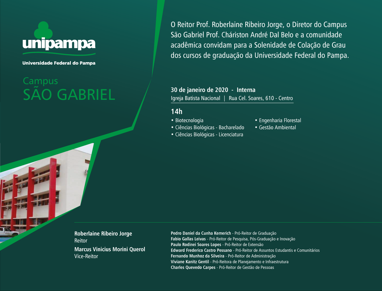 Convite da Colação de Grau do Campus São Gabriel - Foto: Divulgação