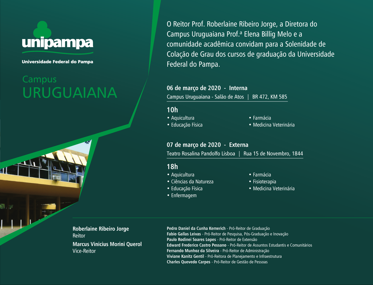 Convite da Colação de Grau do Campus Uruguaiana - Foto: Divulgação