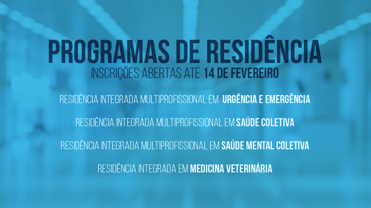 Imagem com a lista dos Programas de Residência da Unipampa com inscrições abertas.