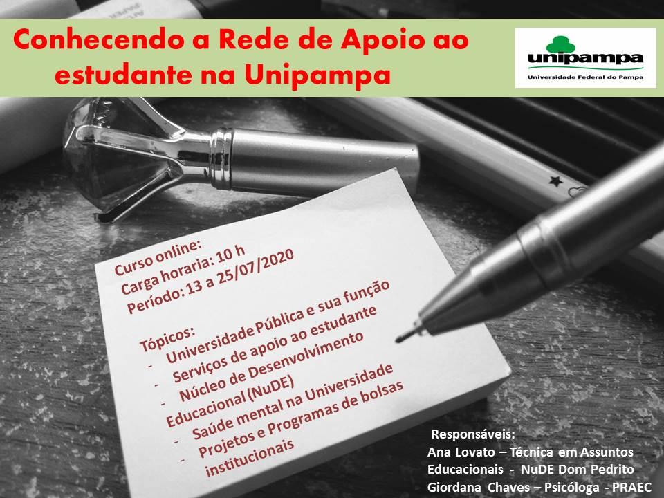 Encerram hoje as inscrições para o curso “Conhecendo a Rede de Apoio ao Estudante na Unipampa”