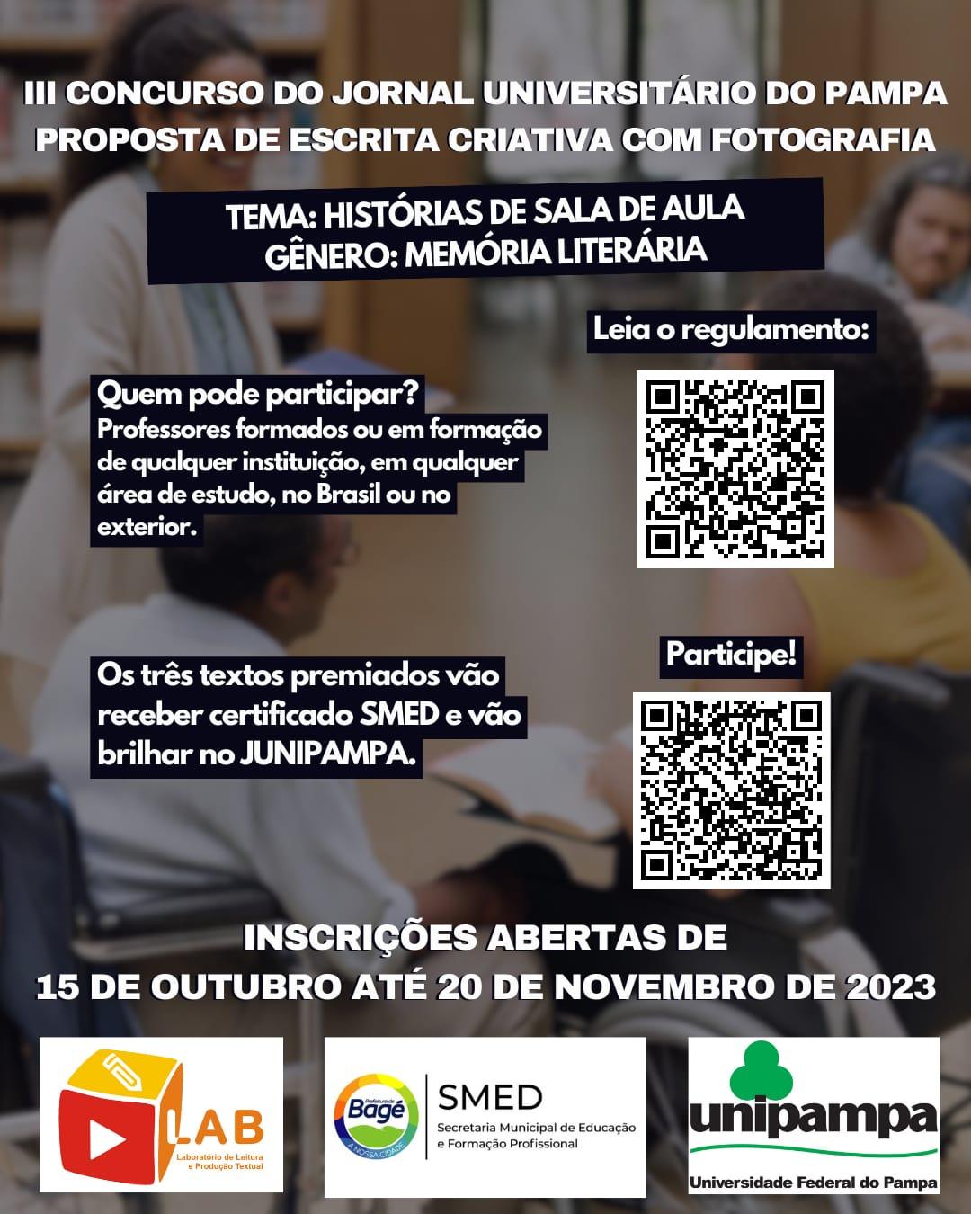 Jornal Universitário da Unipampa promove 3º concurso de histórias para professores 