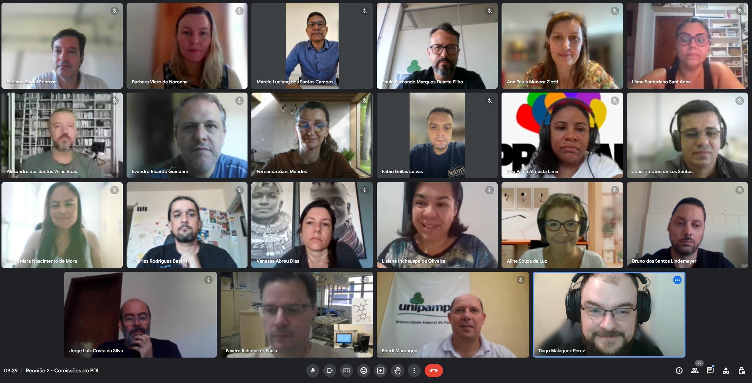 Captura de tela da reunião online realizada em 11 de março.