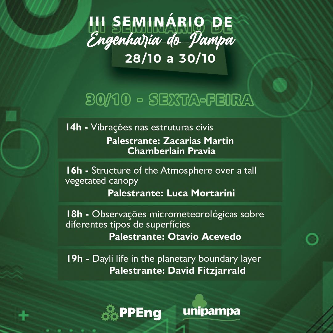 Confira a programação do último dia do III Seminário de Engenharia do Pampa