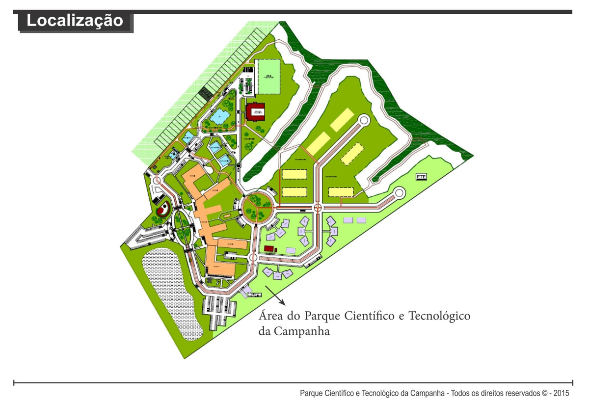 Planta baixa indica a localização do Parque Científico Tecnológico da Campanha no Campus Bagé da Unipampa.