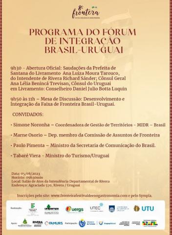 8º Fronte(i)ra – Festival Binacional de Enogastronomia: Ministros do Brasil e do Uruguai debatem desenvolvimento fronteiriço