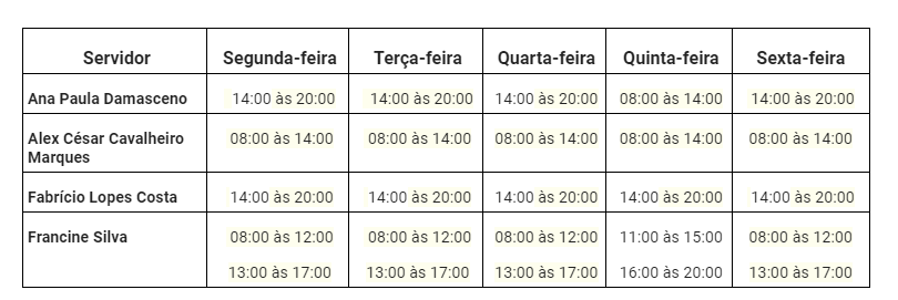HORÁRIO DE FUNCIONAMENTO DA BIBLIOTECA HORÁRIO DE FUNCIONAMENTO DA BIBLIOTECA